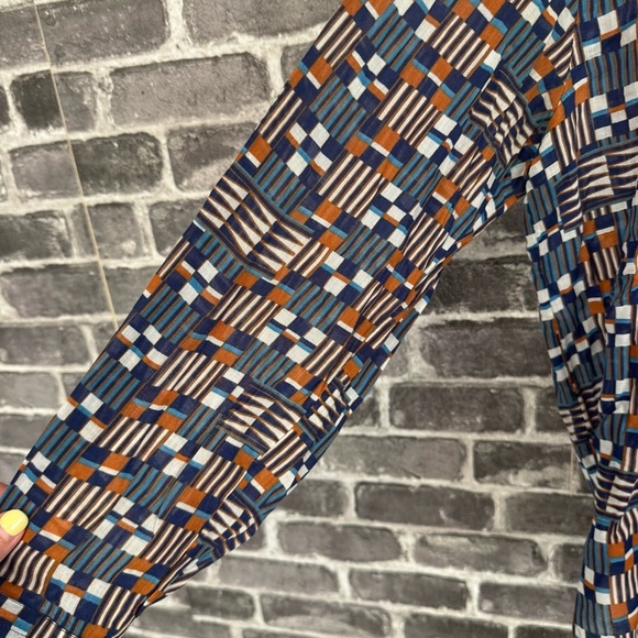 Isabel Marant Etoile Nahla Printed Blouse geometric button down shirt top blue - Picture 5 of 12